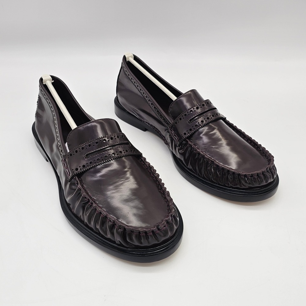 Alexandre Birman Soft Loafer Brogue Women 11 Dark Plum Penny Leather Dress Shoes